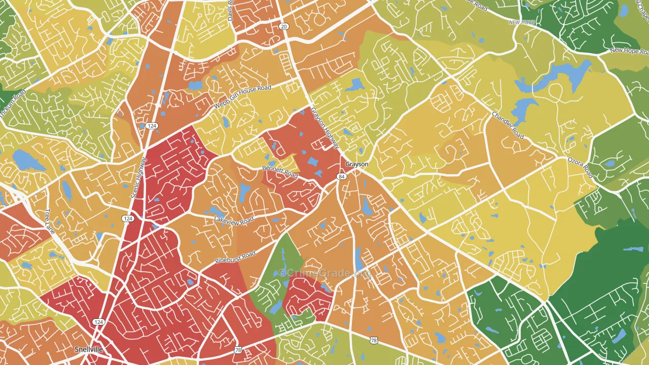 Grayson, GA Map of Drug-Related Crime Rates