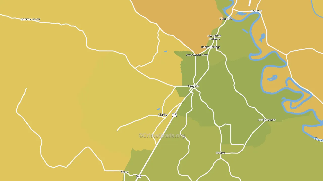 Grayson, LA Map of Drug-Related Crime Rates