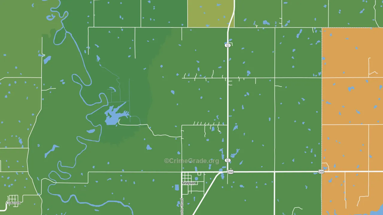 Grayson, OK Map of Drug-Related Crime Rates