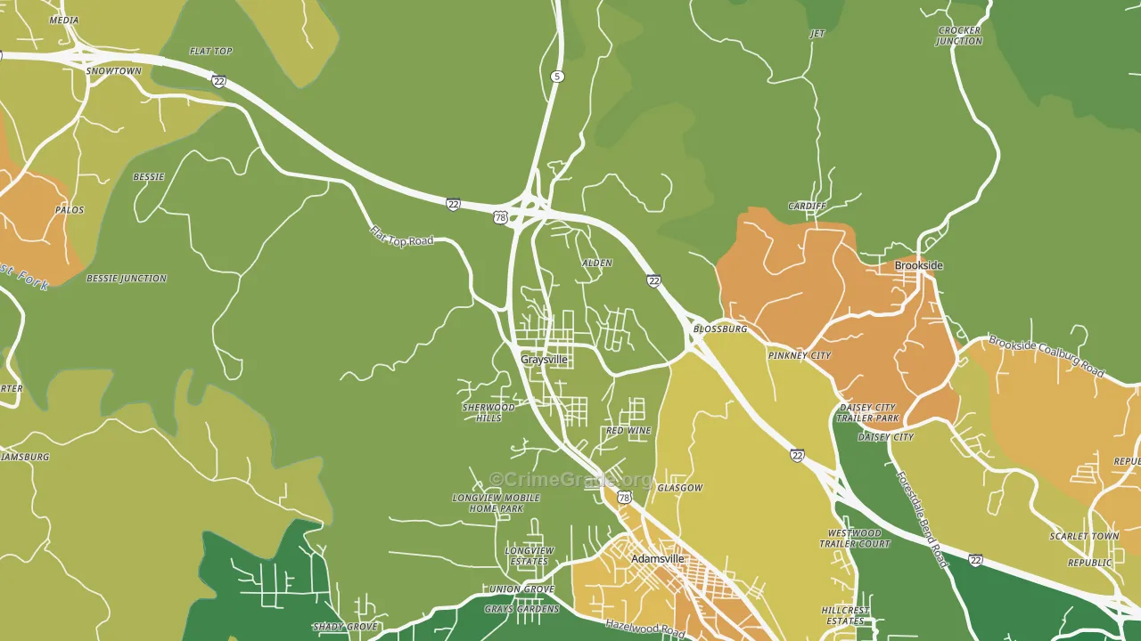 Graysville, AL Map of Drug-Related Crime Rates