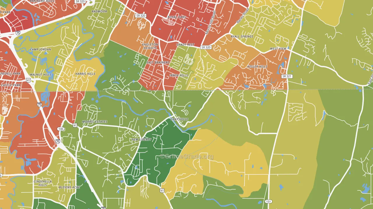 Graysville, GA Map of Drug-Related Crime Rates