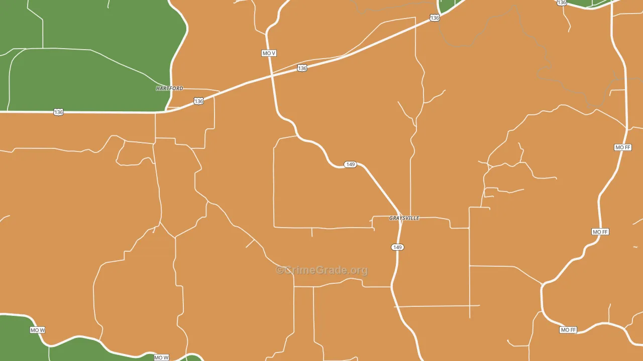 Graysville, MO Map of Drug-Related Crime Rates