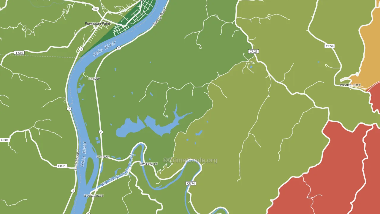 Graysville, WV Map of Drug-Related Crime Rates