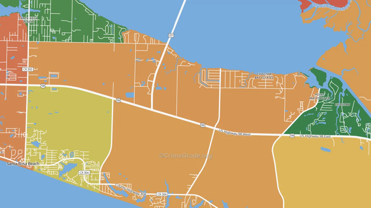 Grayton Beach, FL Map of Drug-Related Crime Rates