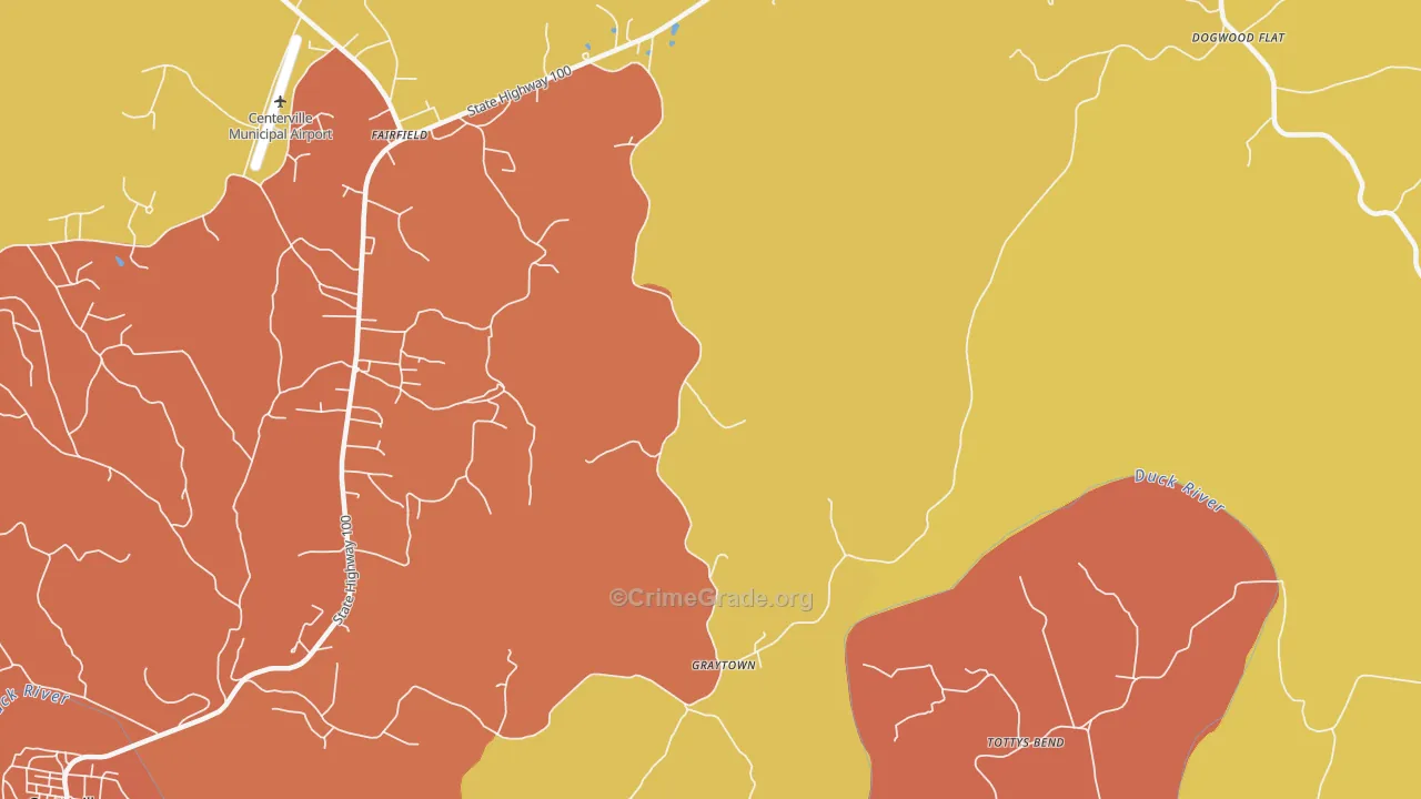 Graytown, TN Map of Drug-Related Crime Rates