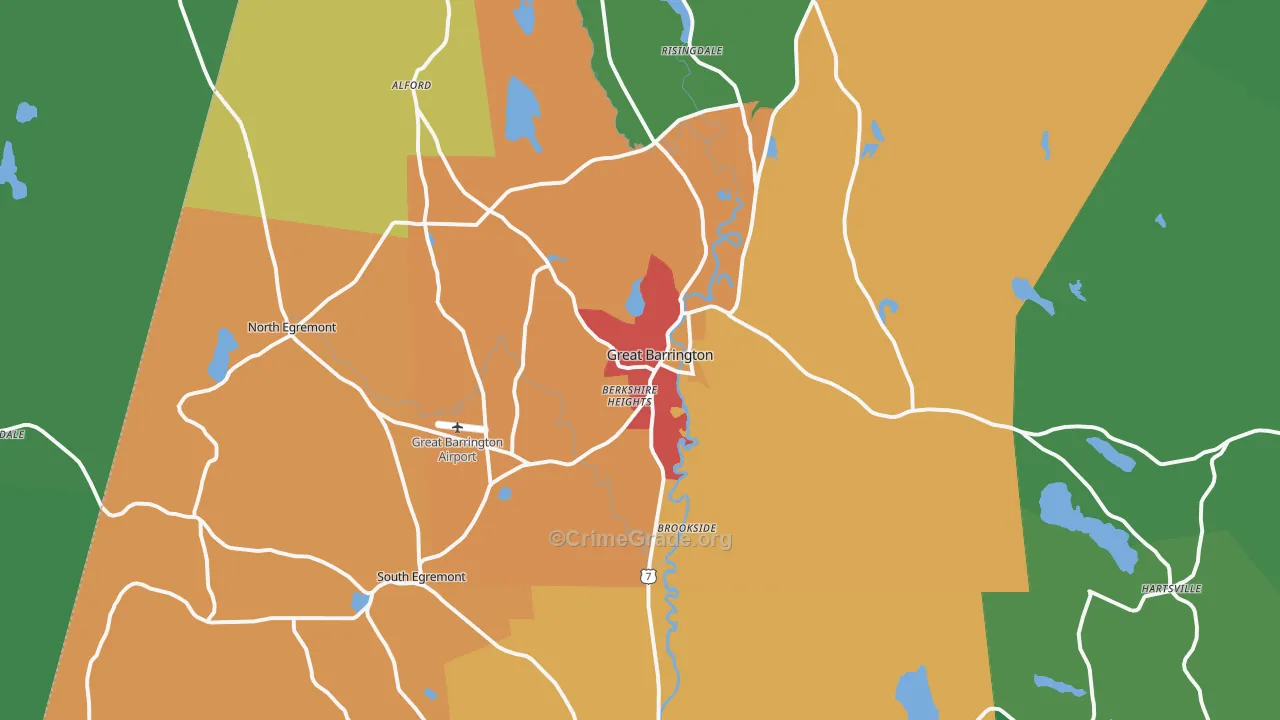 Great Barrington, MA Map of Drug-Related Crime Rates