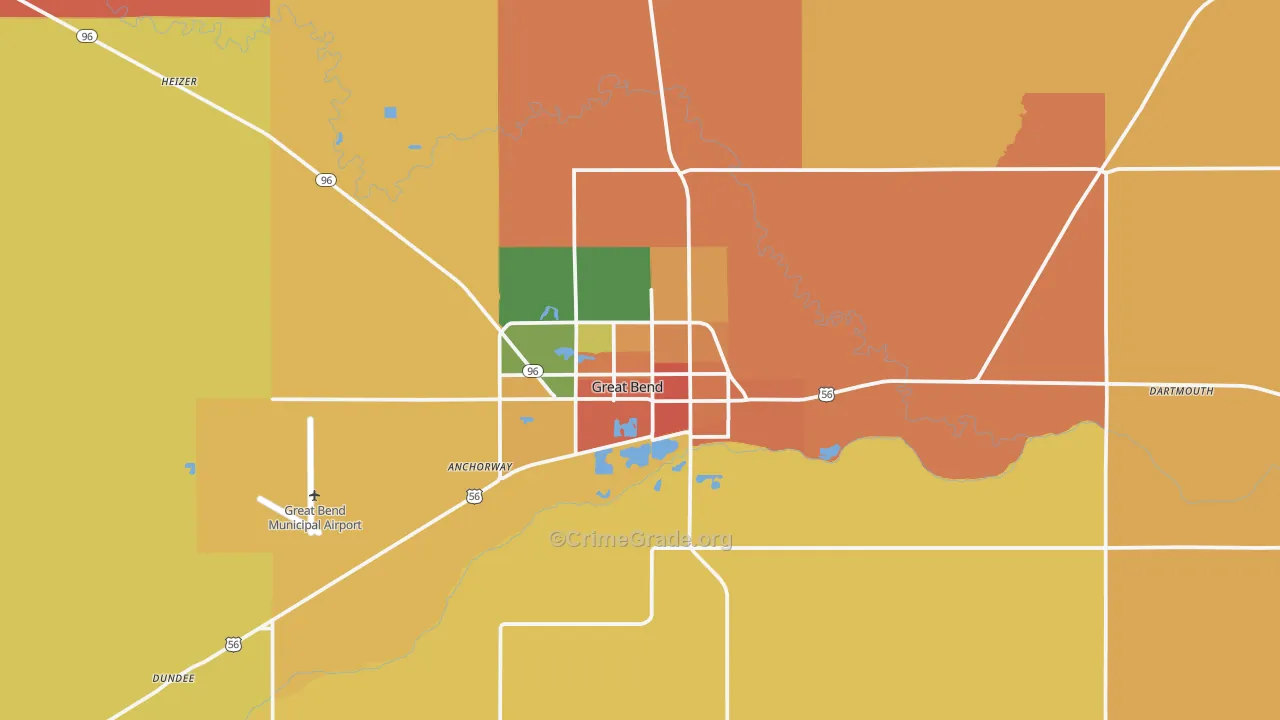 Great Bend, KS Map of Drug-Related Crime Rates