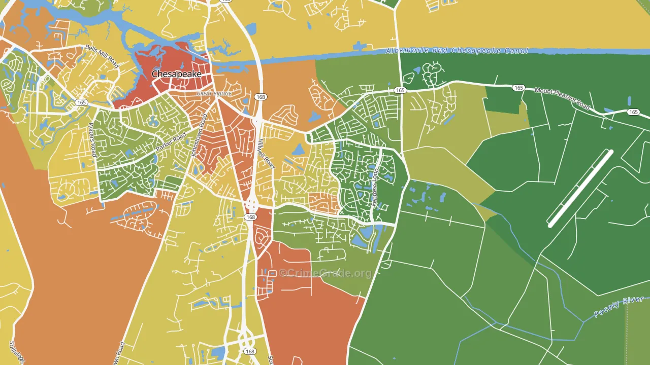 Great Bridge East, Chesapeake, VA Map of Drug-Related Crime Rates