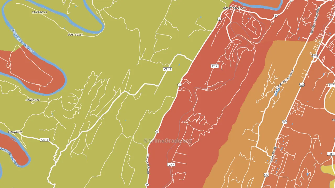 Great Cacapon, WV Map of Drug-Related Crime Rates