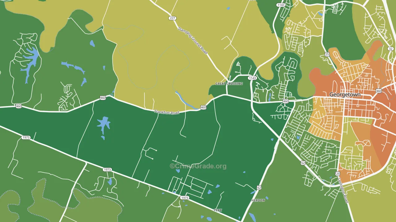 Great Crossing, KY Map of Drug-Related Crime Rates