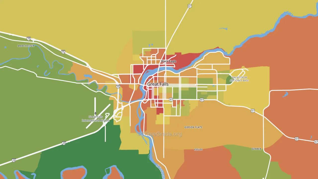 Great Falls, MT Map of Drug-Related Crime Rates