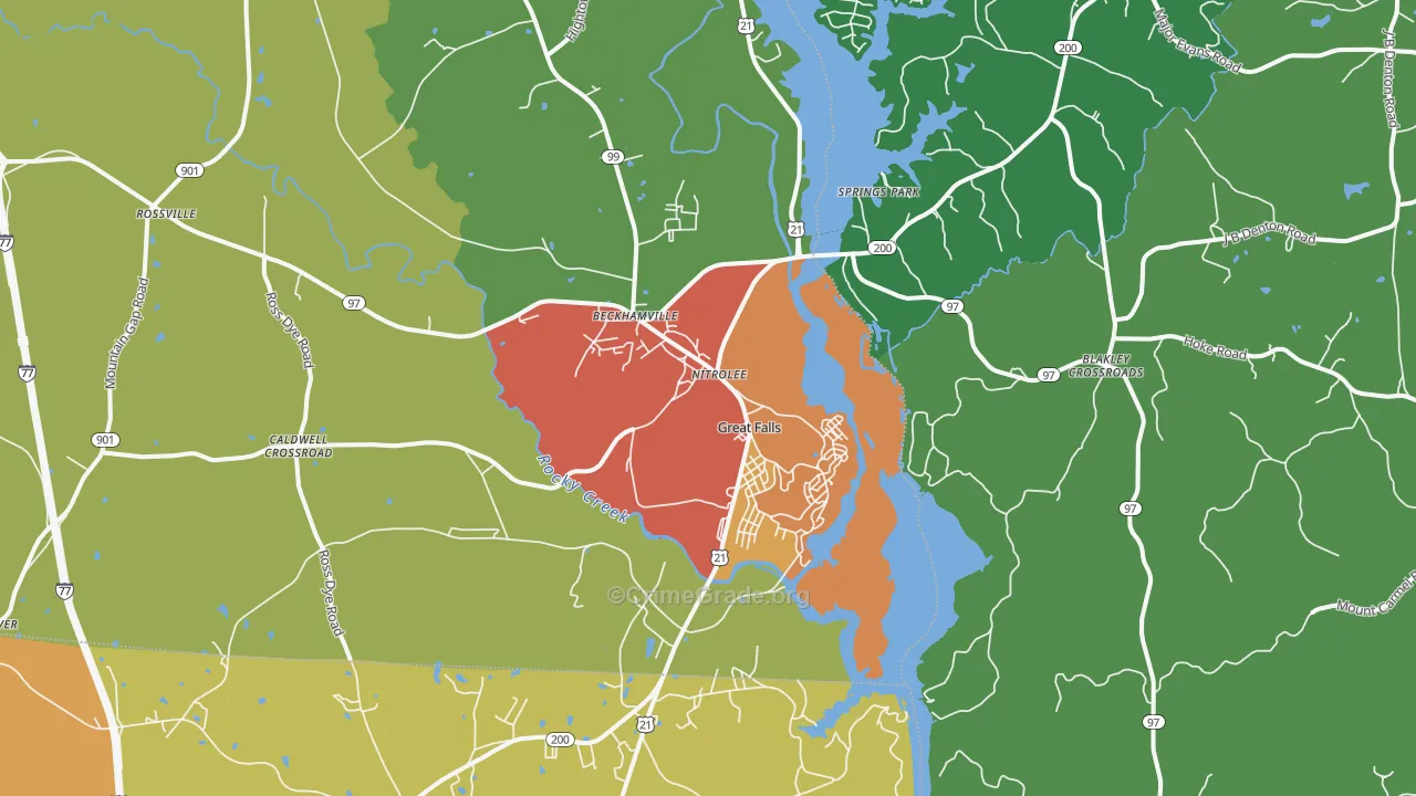 Great Falls, SC Map of Drug-Related Crime Rates