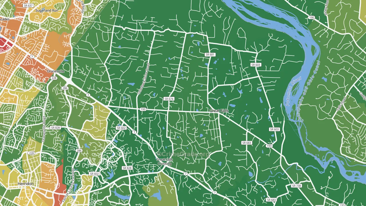 Great Falls, VA Map of Drug-Related Crime Rates