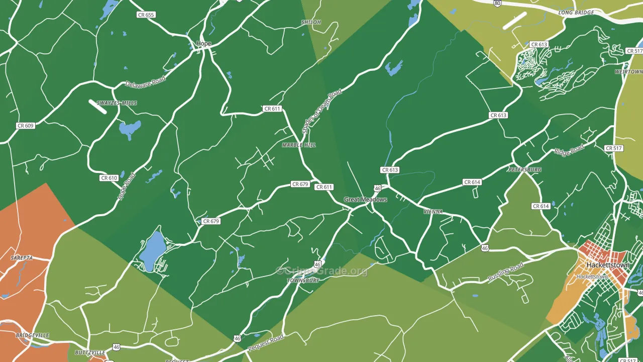 Great Meadows, NJ Map of Drug-Related Crime Rates