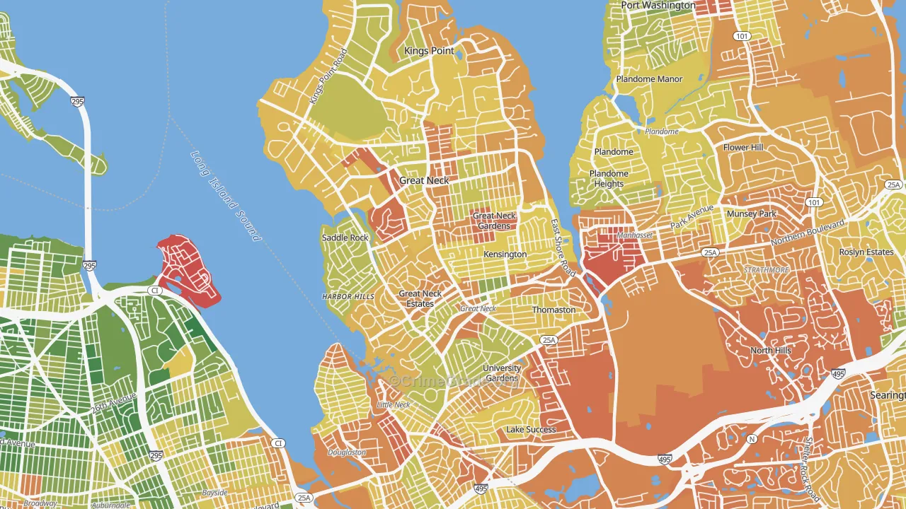 Great Neck, NY Map of Drug-Related Crime Rates