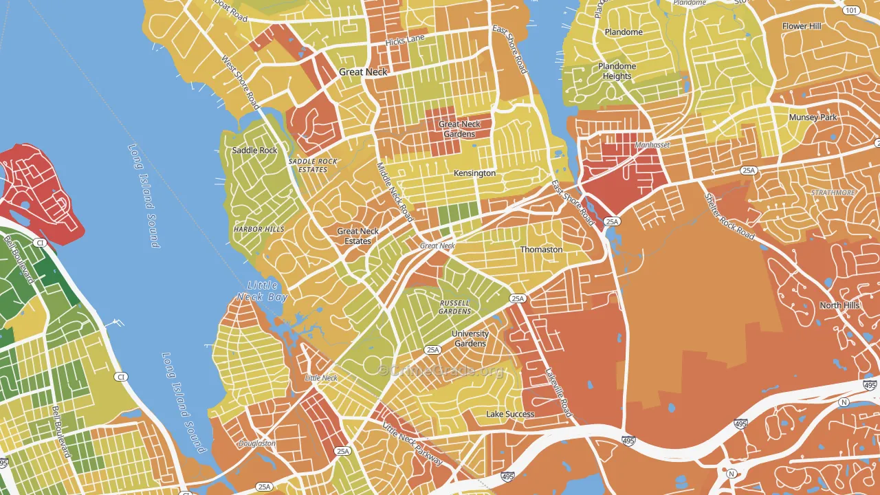 Great Neck Plaza, NY Map of Drug-Related Crime Rates