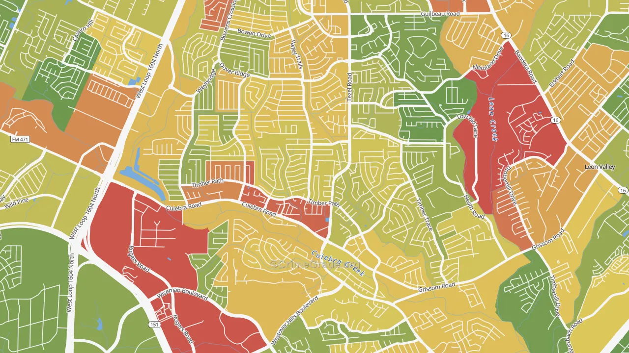 Great Northwest, San Antonio, TX Map of Drug-Related Crime Rates