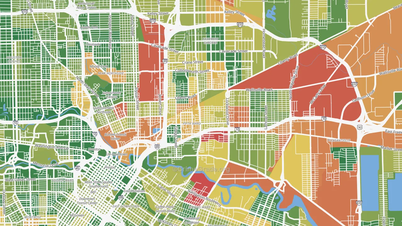 Greater Fifth Ward, Houston, TX Map of Drug-Related Crime Rates