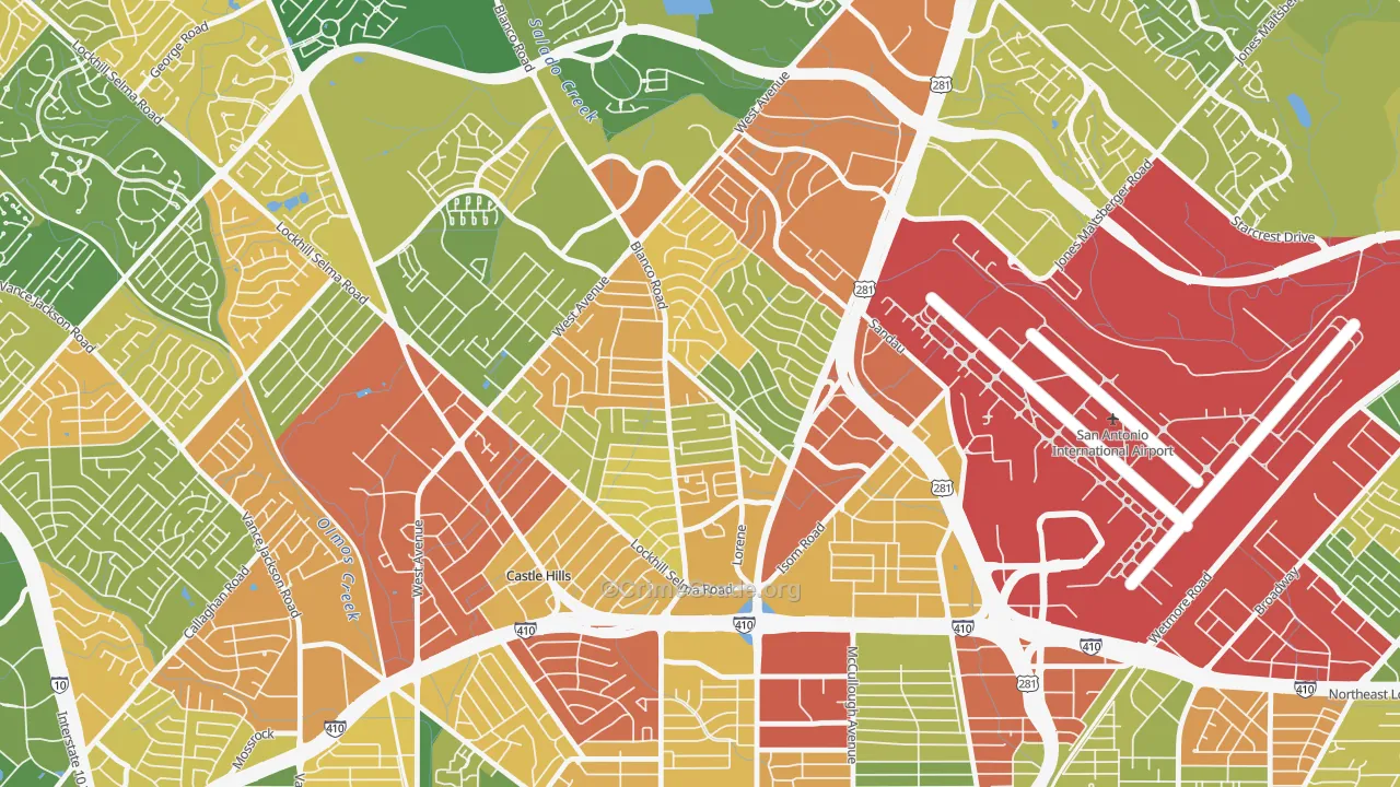 Greater Harmony Hills, San Antonio, TX Map of Drug-Related Crime Rates