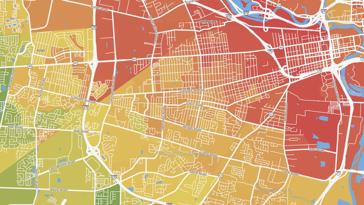 Greater Hilltop, Columbus, OH Map of Drug-Related Crime Rates