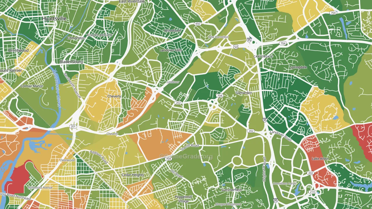 Greater Landover, Landover, MD Map of Drug-Related Crime Rates
