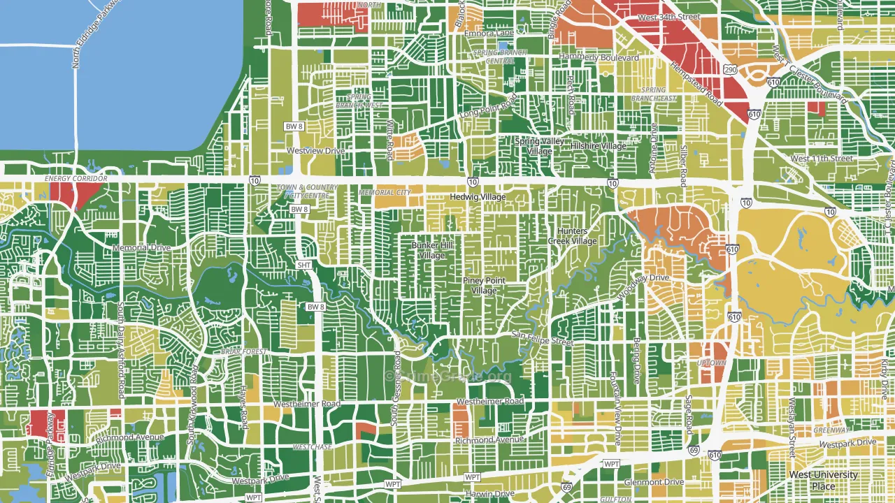 Greater Memorial, Houston, TX Map of Drug-Related Crime Rates