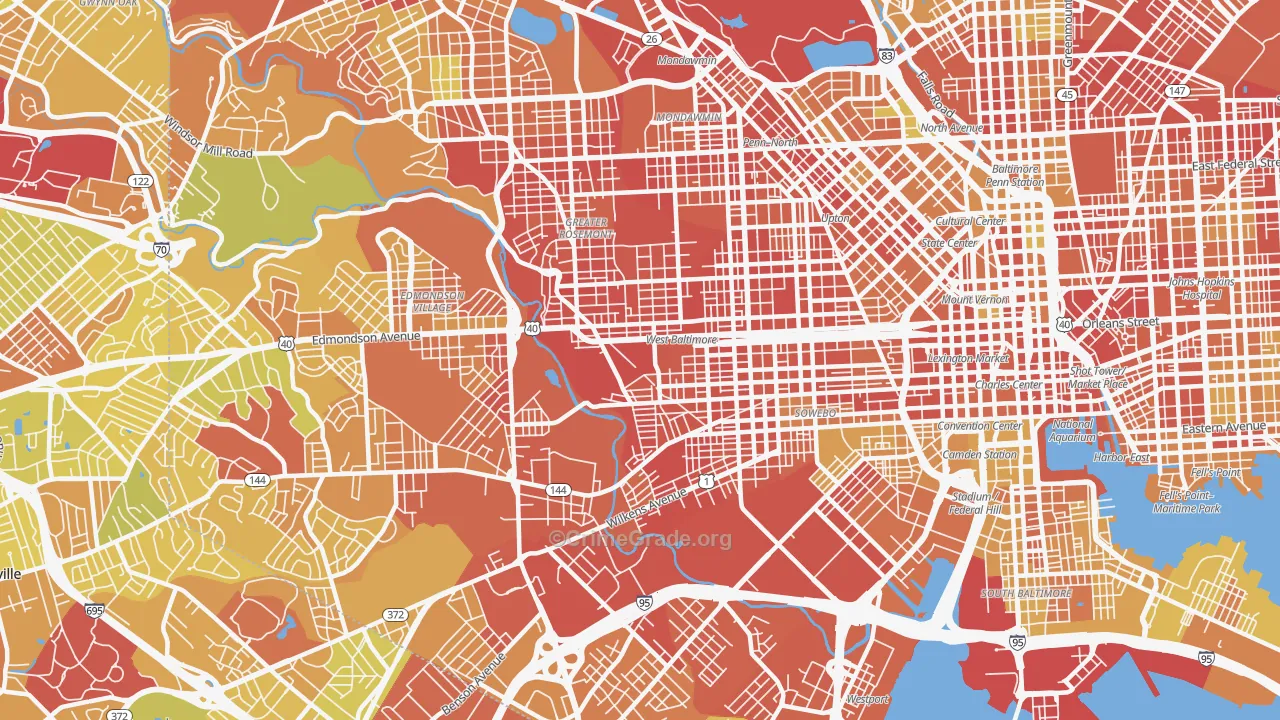 Greater Rosemont, Baltimore, MD Map of Drug-Related Crime Rates