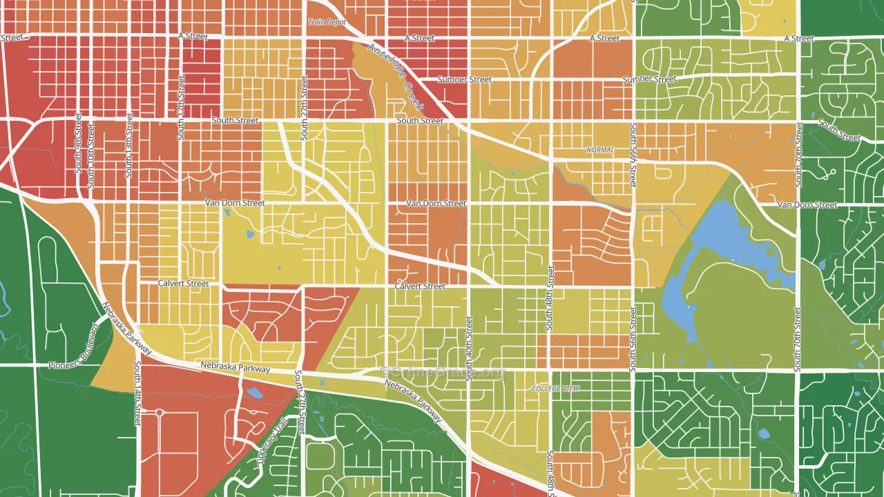 Greater South, Lincoln, NE Map of Drug-Related Crime Rates