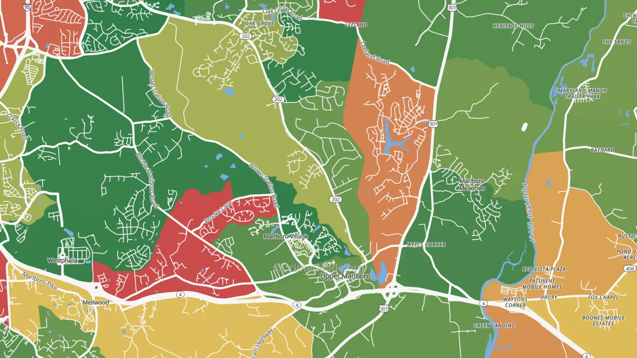 Greater Upper Marlboro, Brock Hall, MD Map of Drug-Related Crime Rates