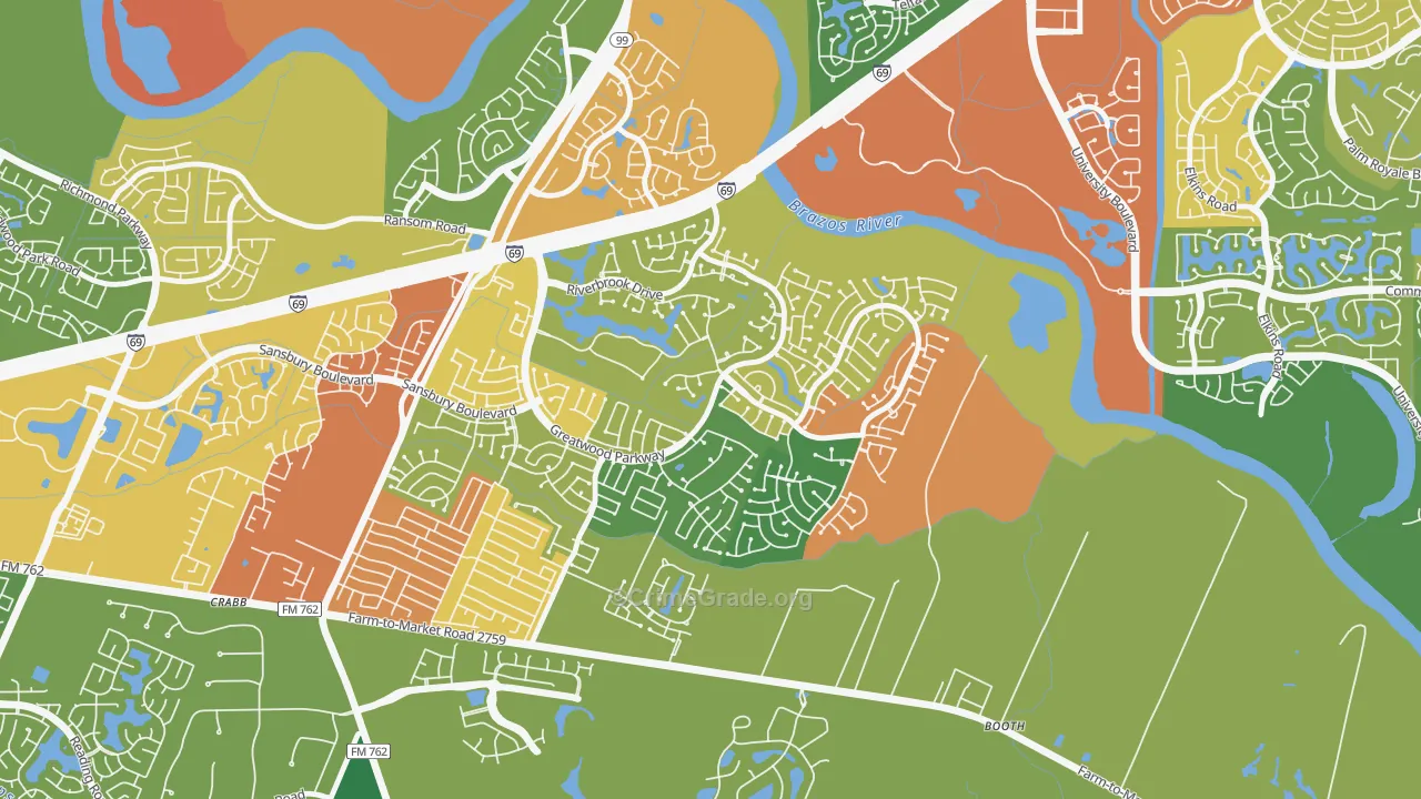 Greatwood, TX Map of Drug-Related Crime Rates