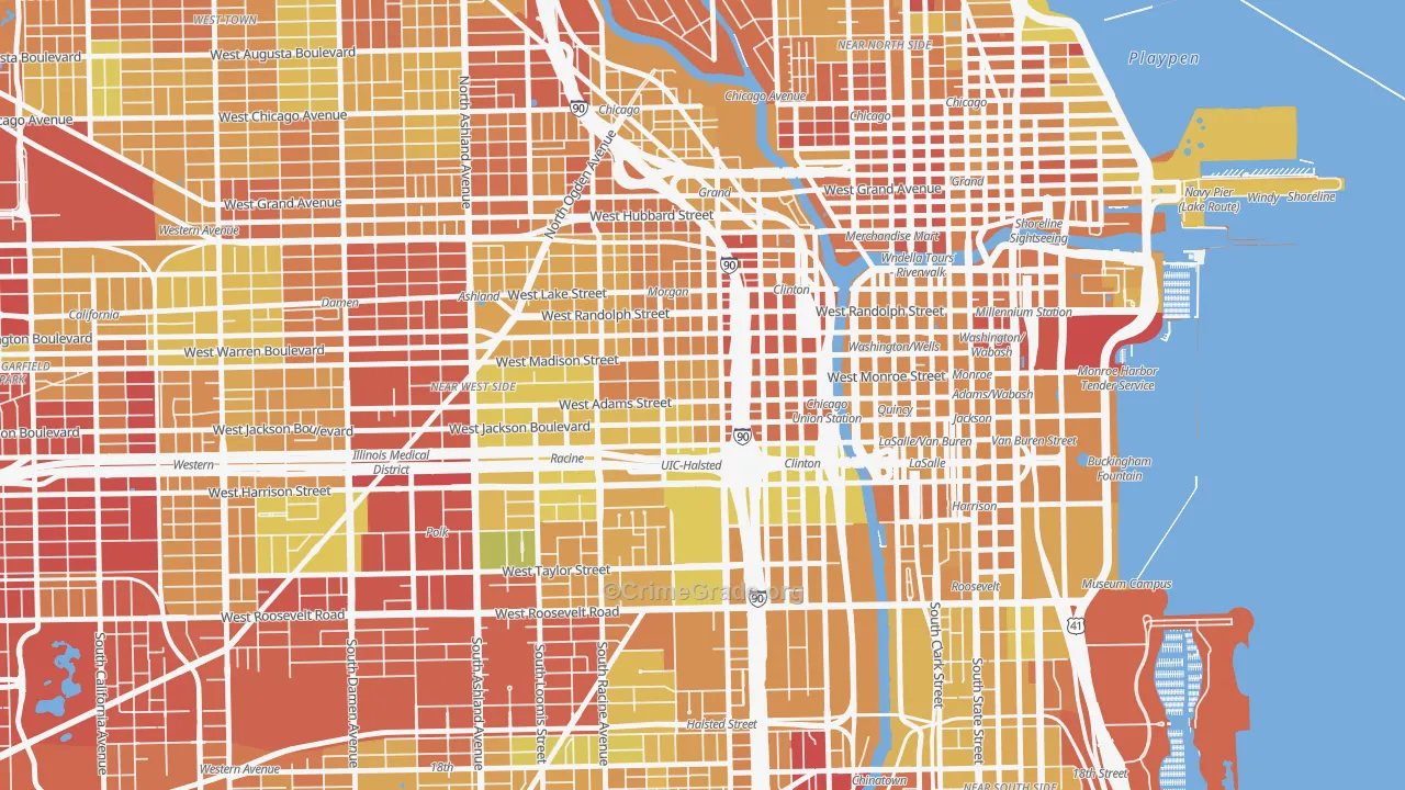 Greektown, Chicago, IL Map of Drug-Related Crime Rates