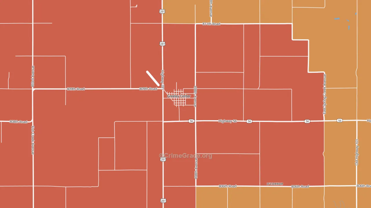 Greeley Center, NE Map of Drug-Related Crime Rates