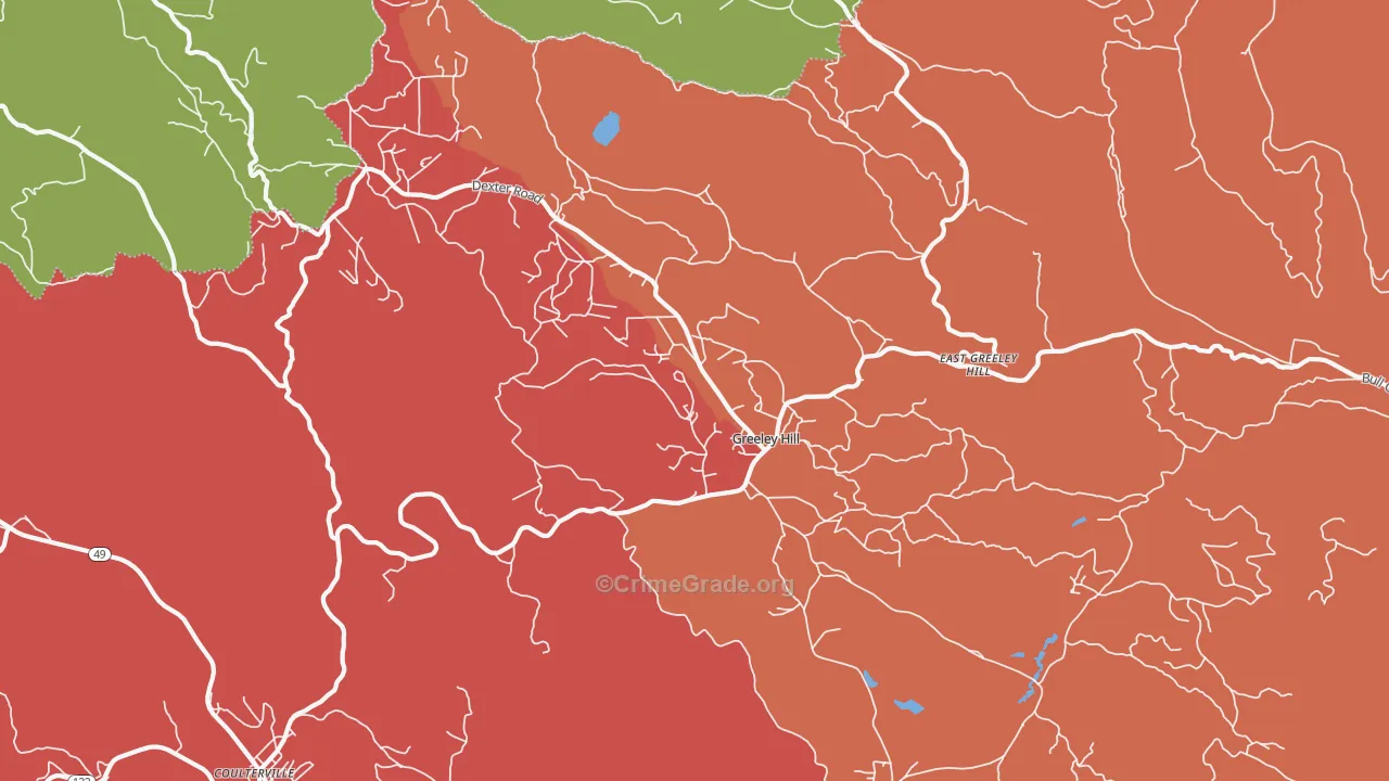 Greeley Hill, CA Map of Drug-Related Crime Rates