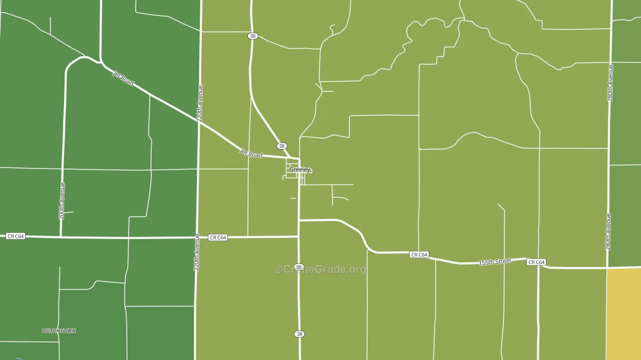 Greeley, IA Map of Drug-Related Crime Rates