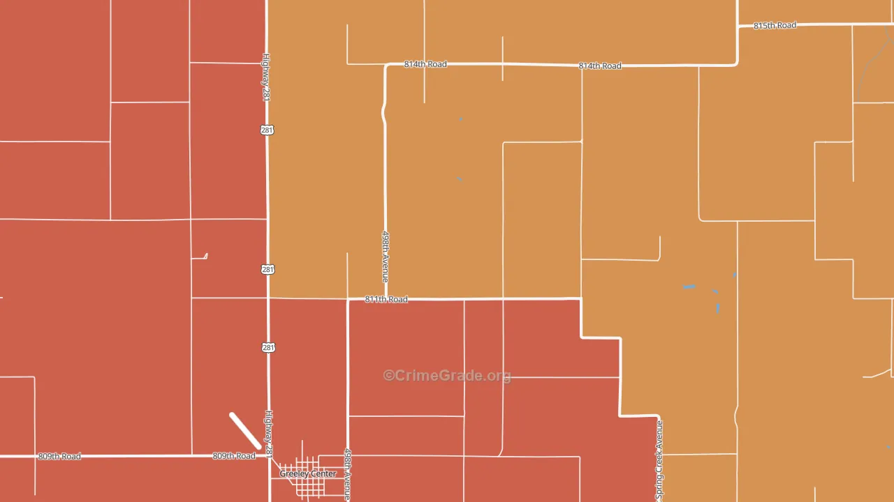 Greeley, NE Map of Drug-Related Crime Rates