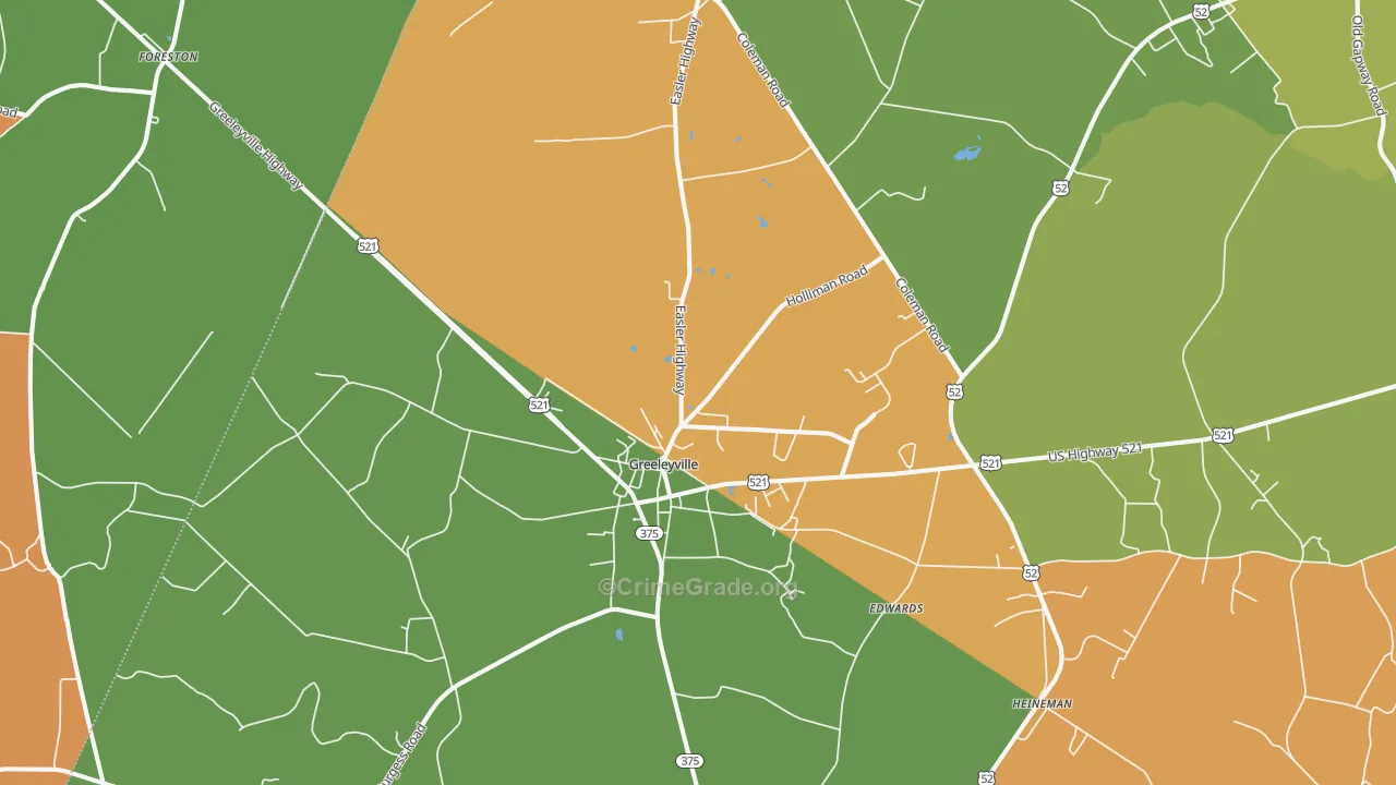 Greeleyville, SC Map of Drug-Related Crime Rates