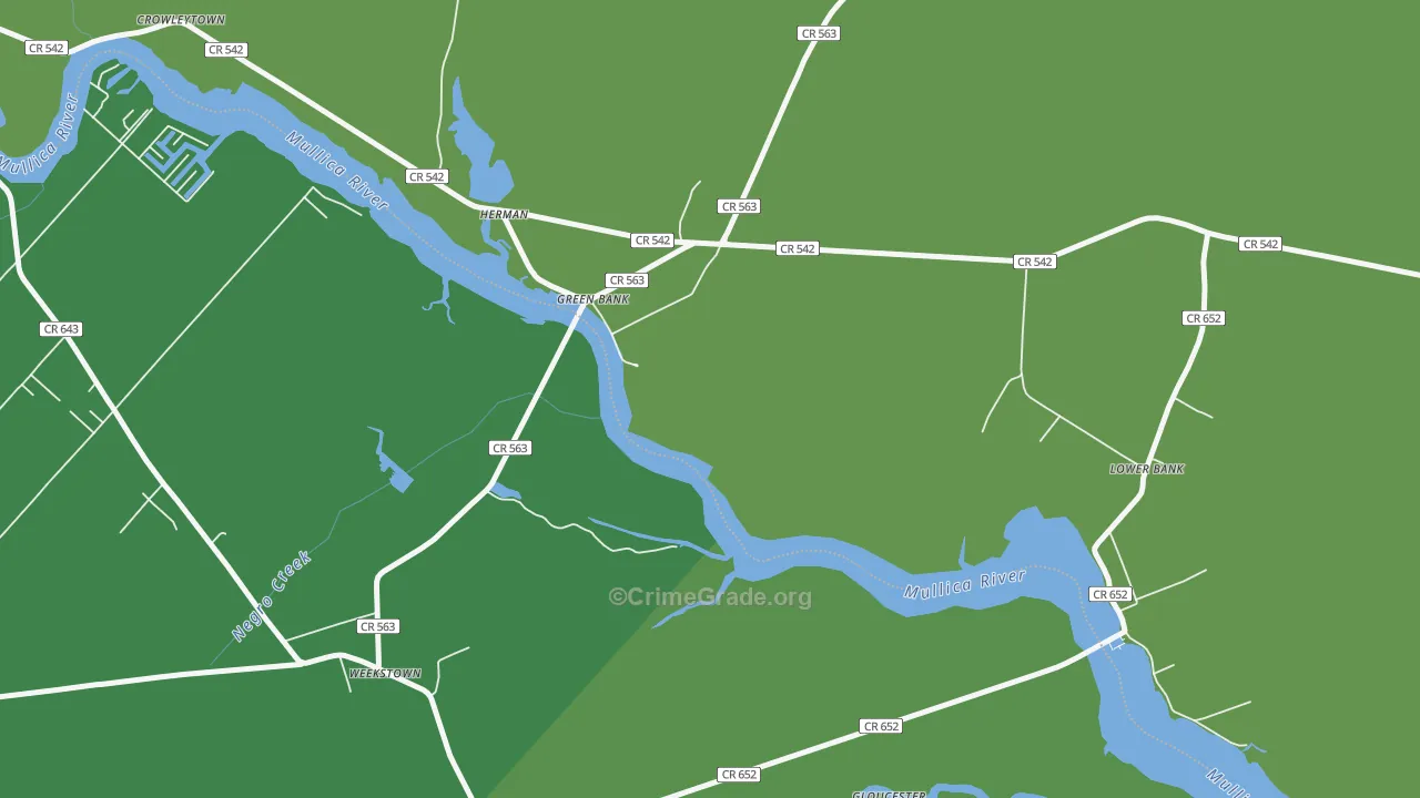 Green Bank, NJ Map of Drug-Related Crime Rates