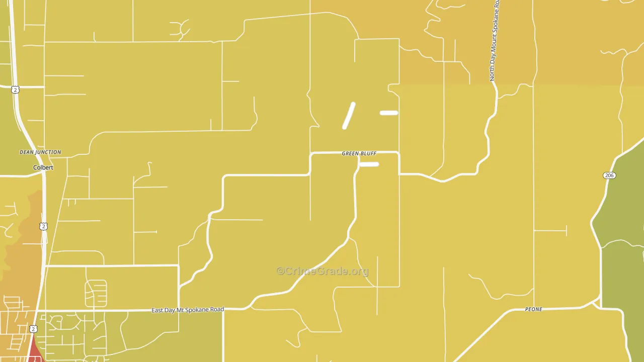 Green Bluff, WA Map of Drug-Related Crime Rates