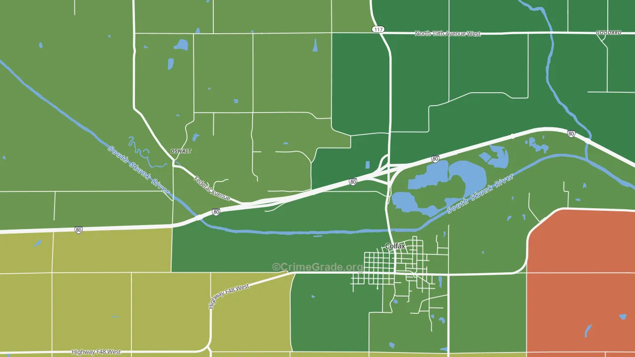 Green Castle, IA Map of Drug-Related Crime Rates