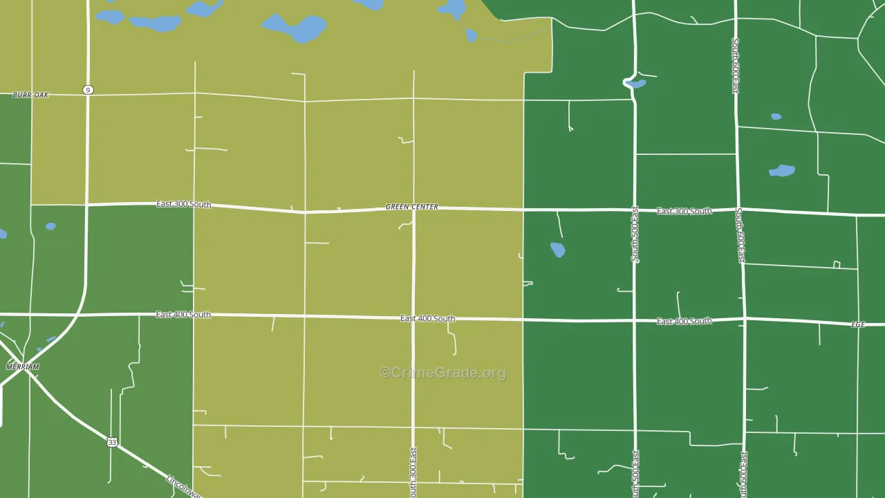 Green Center, IN Map of Drug-Related Crime Rates