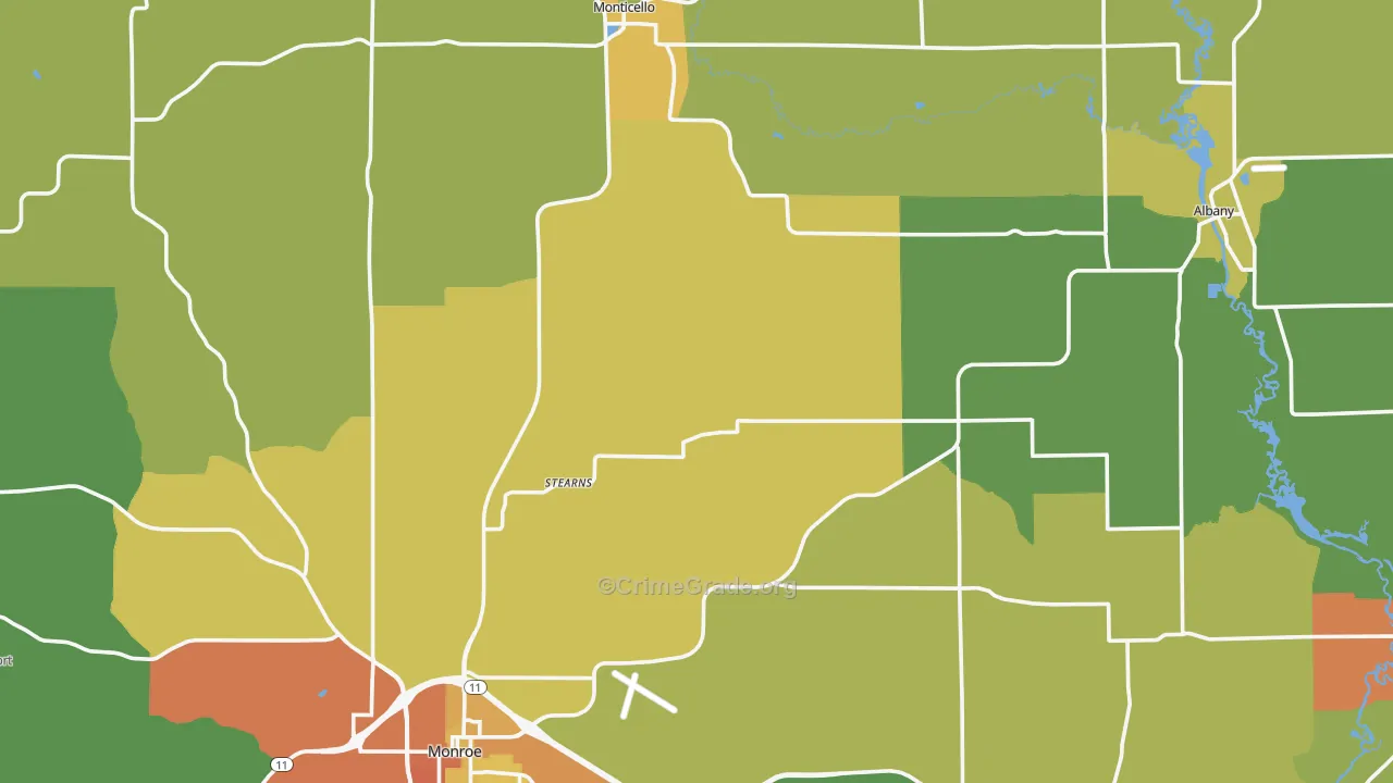 Green County, WI Map of Drug-Related Crime Rates