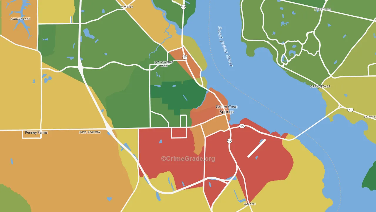 Green Cove Springs, FL Map of Drug-Related Crime Rates