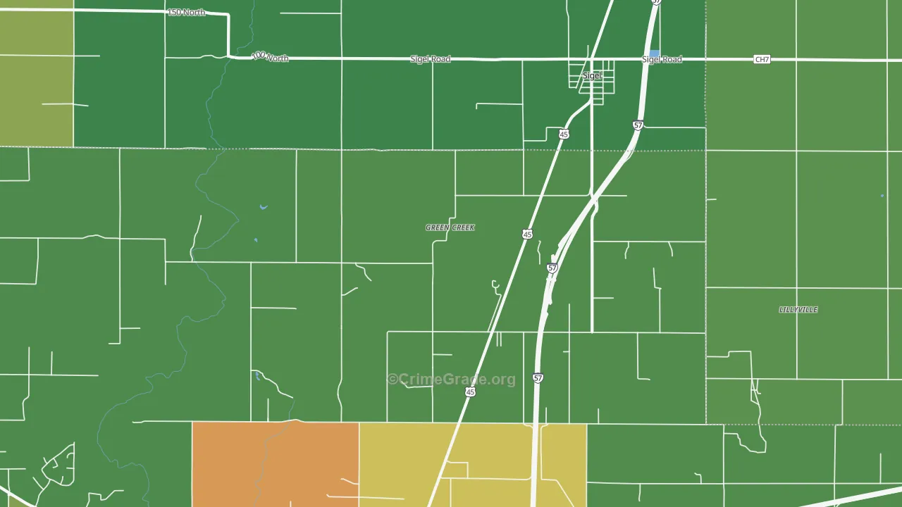 Green Creek, IL Map of Drug-Related Crime Rates