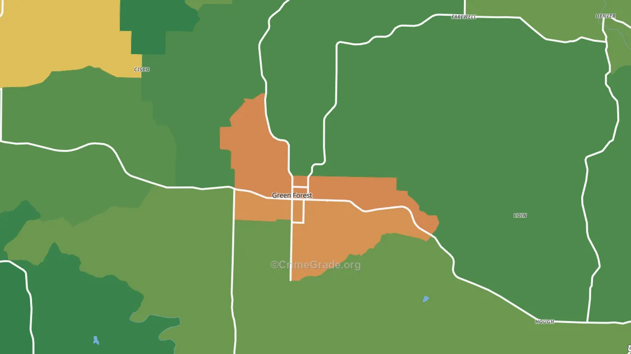 Green Forest, AR Map of Drug-Related Crime Rates