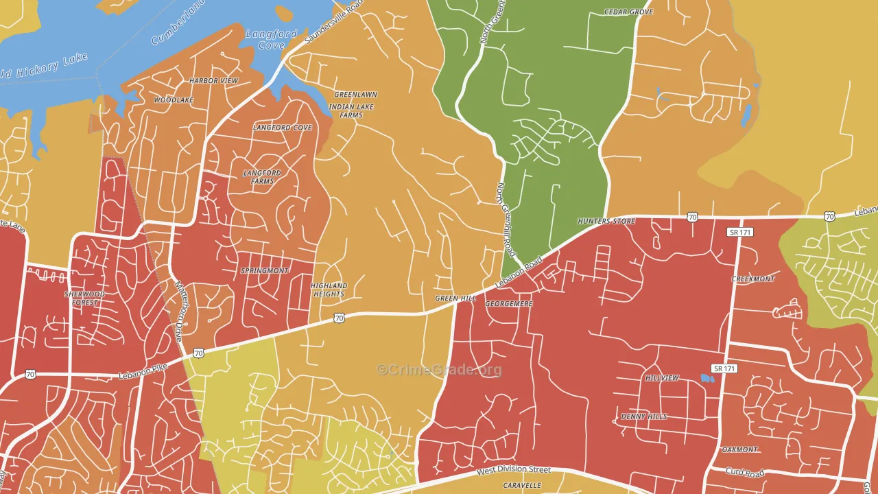 Green Hill, TN Map of Drug-Related Crime Rates