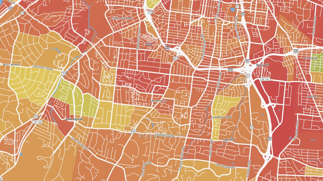Green Hills, Nashville, TN Map of Drug-Related Crime Rates