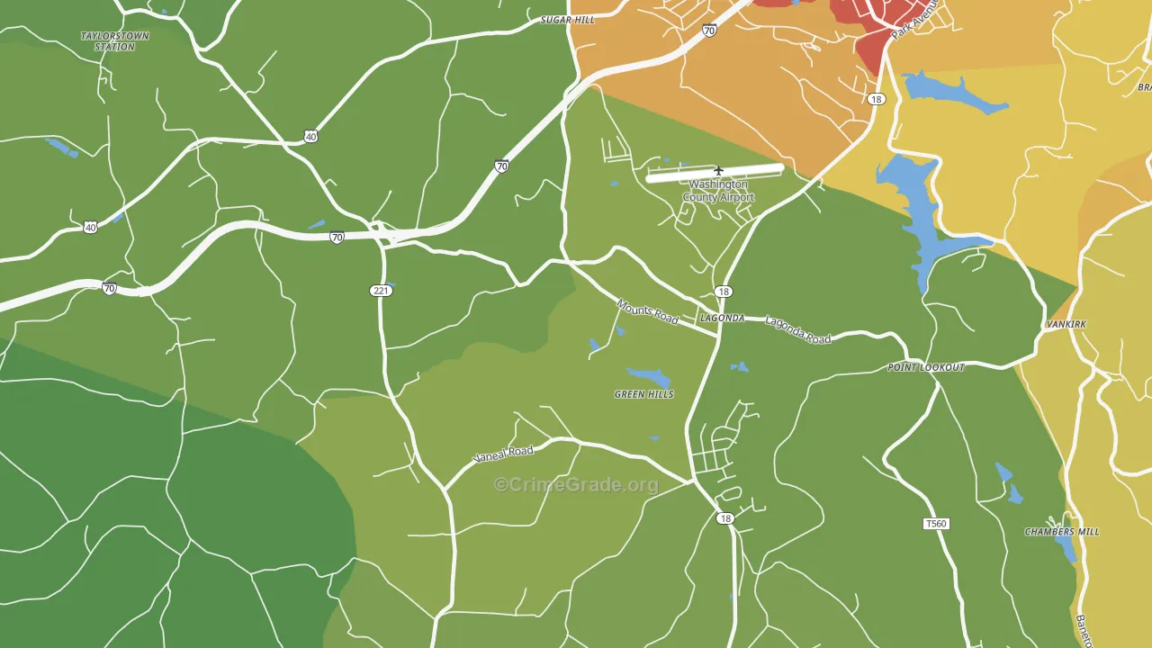 Green Hills, PA Map of Drug-Related Crime Rates