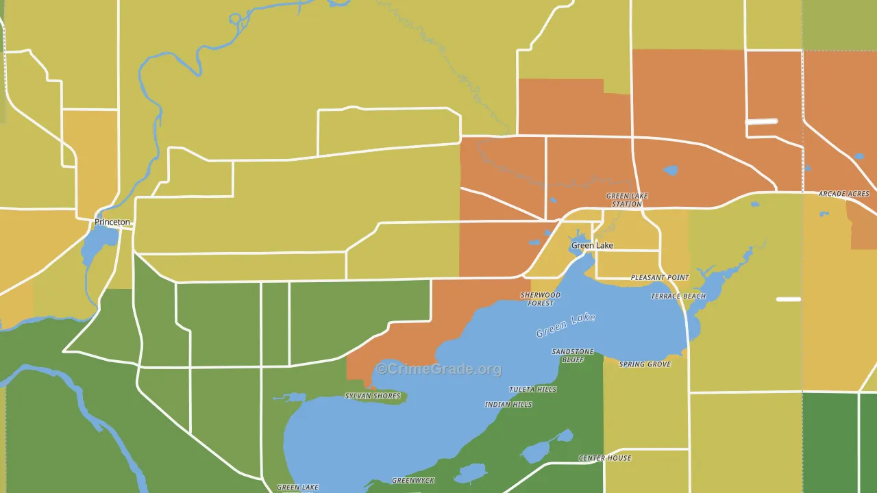 Green Lake County, WI Map of Drug-Related Crime Rates