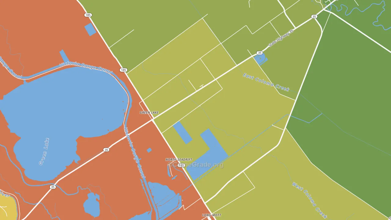 Green Lake, TX Map of Drug-Related Crime Rates