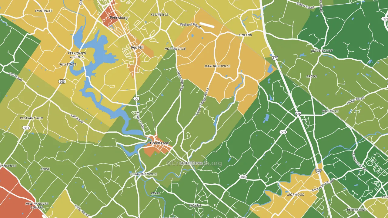 Green Lane, PA Map of Drug-Related Crime Rates